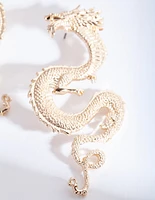 Gold Large Swirl Dragon Earrings