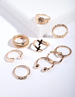 Gold Mixed Symbols Ring 8-Pack