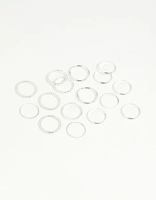 Silver Textured Stack Ring 8-Pack