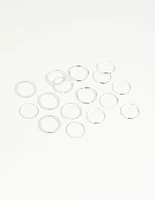 Silver Textured Stack Ring 8-Pack