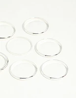 Silver Textured Stack Ring 8-Pack