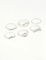 Silver Multi Shape Synthetic Opal Ring Pack