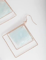 Rose Gold Blue Hanging Earrings