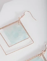 Rose Gold Blue Hanging Earrings