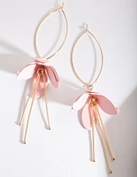 Pink Gold Hanging Flower Earrings