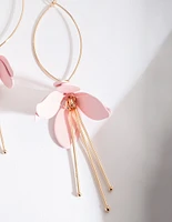 Pink Gold Hanging Flower Earrings