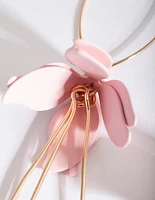 Pink Gold Hanging Flower Earrings