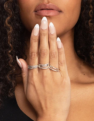 Silver Textured Stack Ring 8-Pack