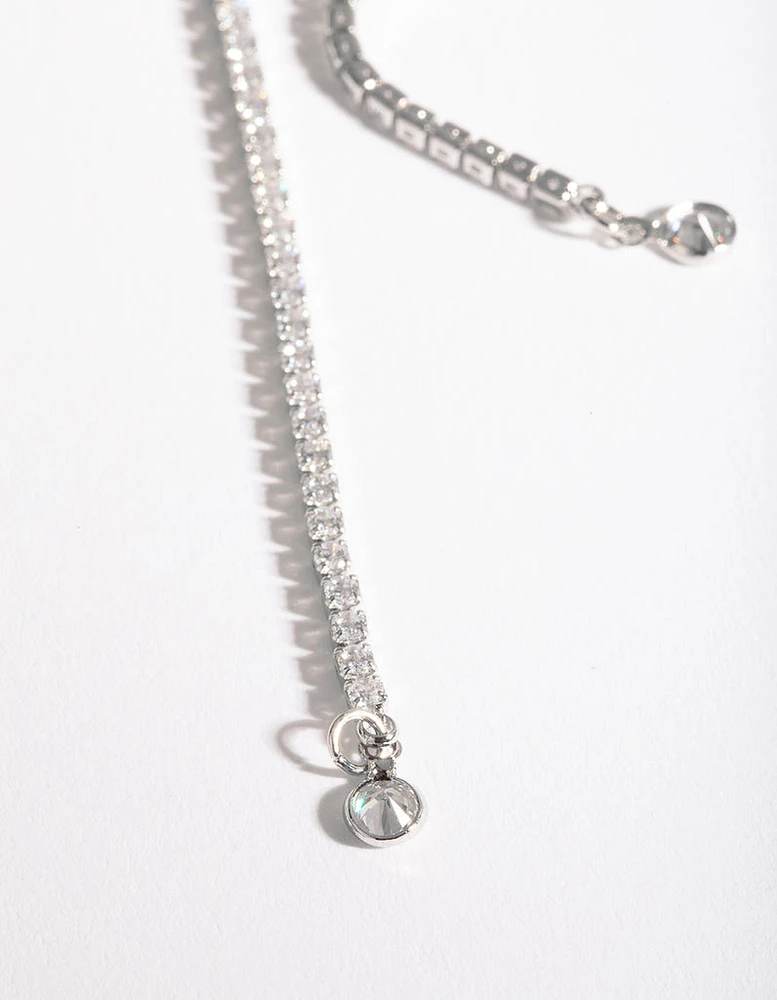 Silver Cubic Zirconia Lariat Necklace