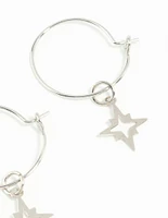 Gunmetal Star Hoop Earrings