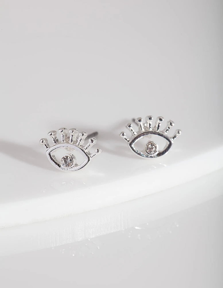 Silver Eye Stud Earrings