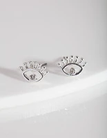 Silver Eye Stud Earrings