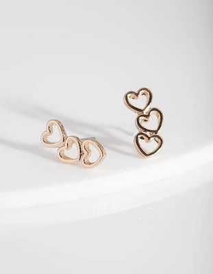 Gold Open Heart Earring