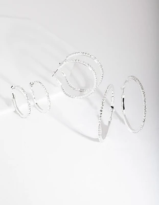 Silver Diamante Multi Hoop Earring Pack