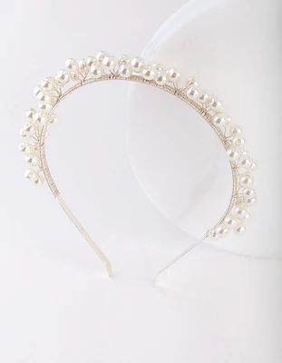 Silver Scattered Pearl Headband