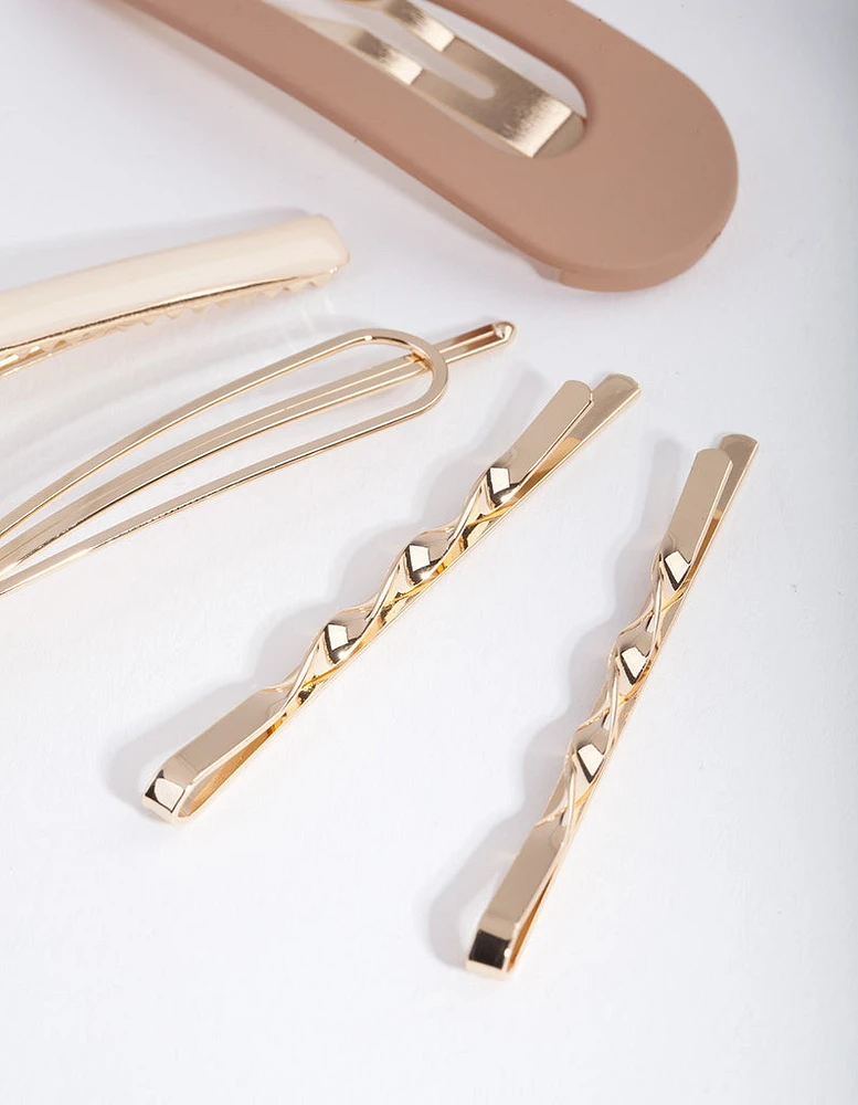 Gold & Brown Hair Clip Pack