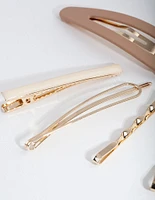 Gold & Brown Hair Clip Pack