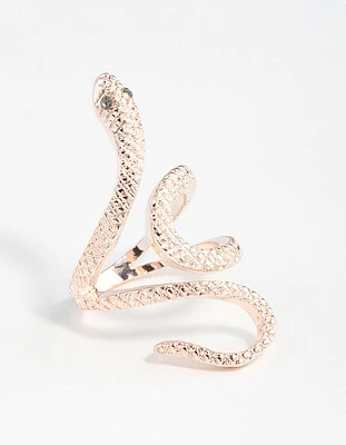 Rose Gold Etched Snake Swirl Ring