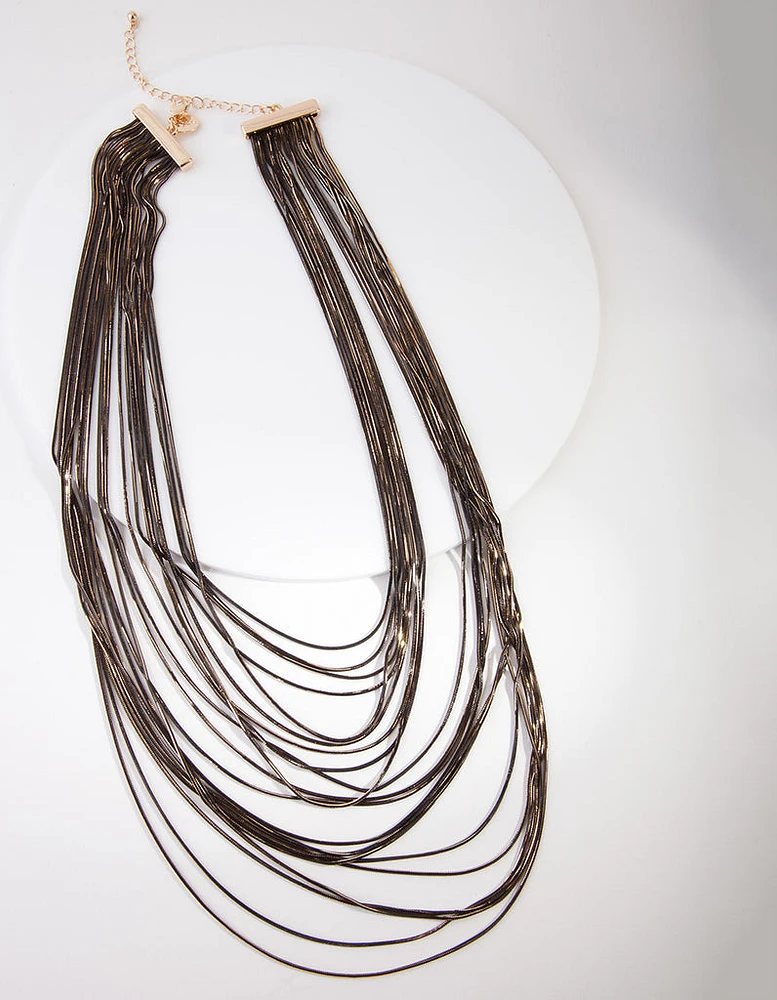 Black Gold Chain Drape Necklace