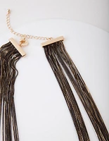 Black Gold Chain Drape Necklace