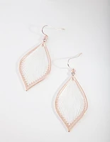 Rose Gold White String Earrings