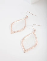 Rose Gold White String Earrings