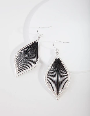 Silver Black Thread Earrings