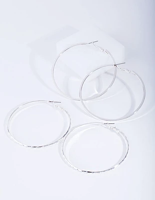 Silver Fine Hoop Earring Pack