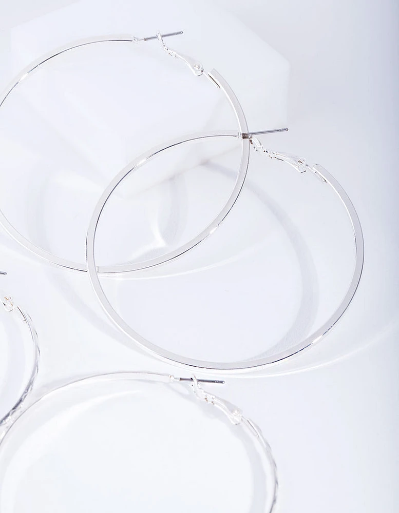 Silver Fine Hoop Earring Pack