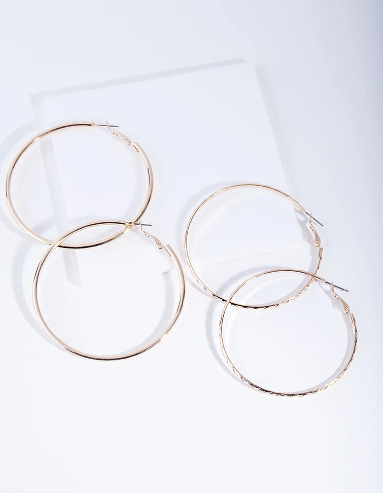 Gold 6 cm Hoop Earring Pack