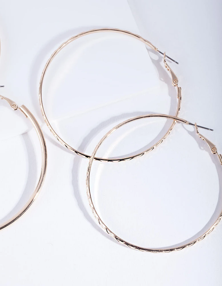 Gold 6 cm Hoop Earring Pack