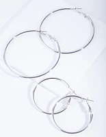 Rhodium Mixed Hoop Earring Pack