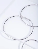 Rhodium Mixed Hoop Earring Pack