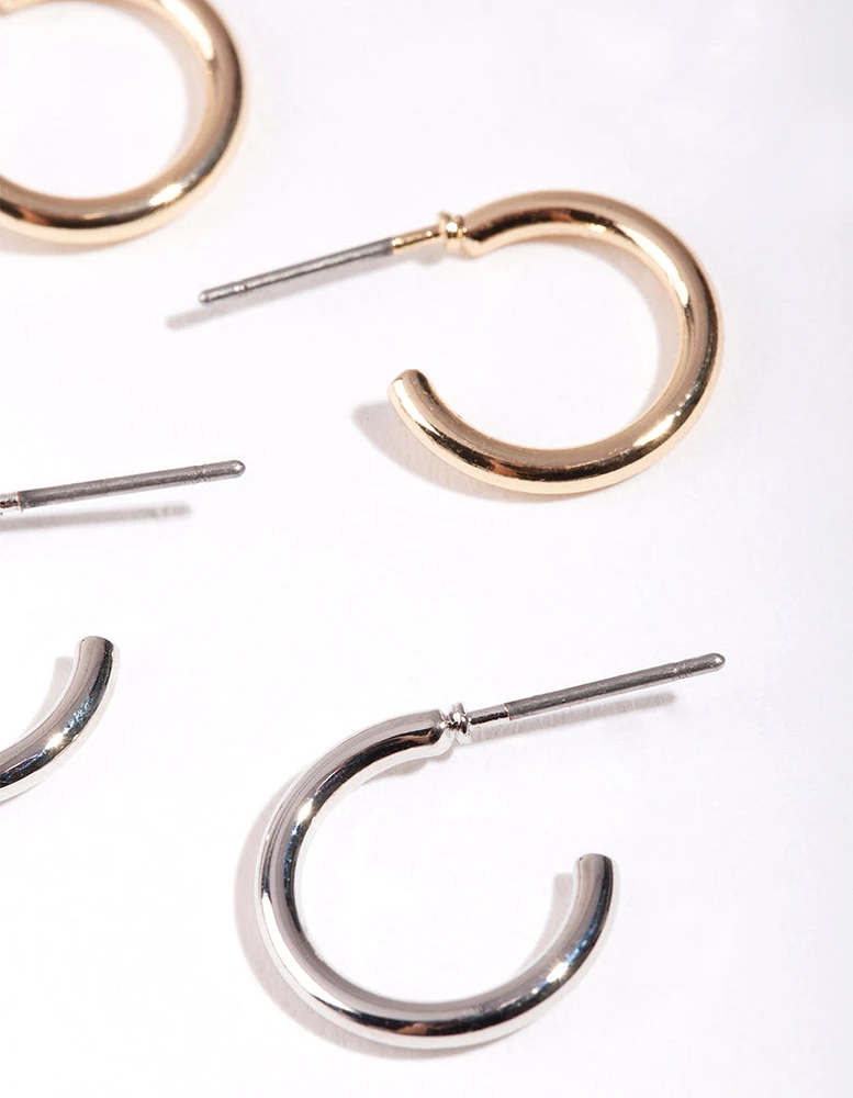 Mixed Metal 10mm Hoop Earring Pack