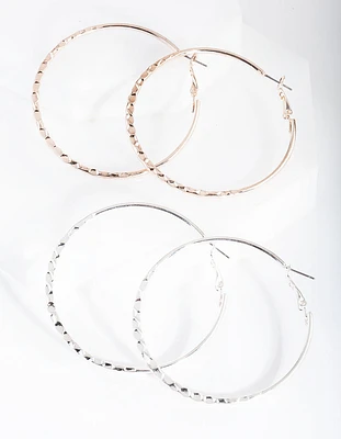 Mixed Metal Textured Hoop Earring Pack