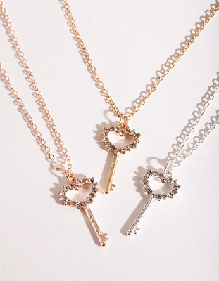 Mixed Metal Key Necklace Pack