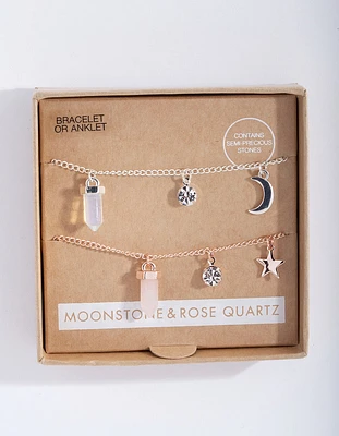 Moonstone & Rose Quartz Charm Bracelet Gift Box