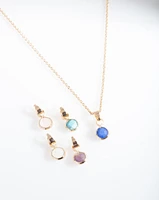 Gold Semi-Precious Charm Necklace