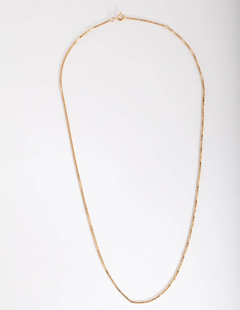 Gold Plated Sterling Silver Box Chain Necklace