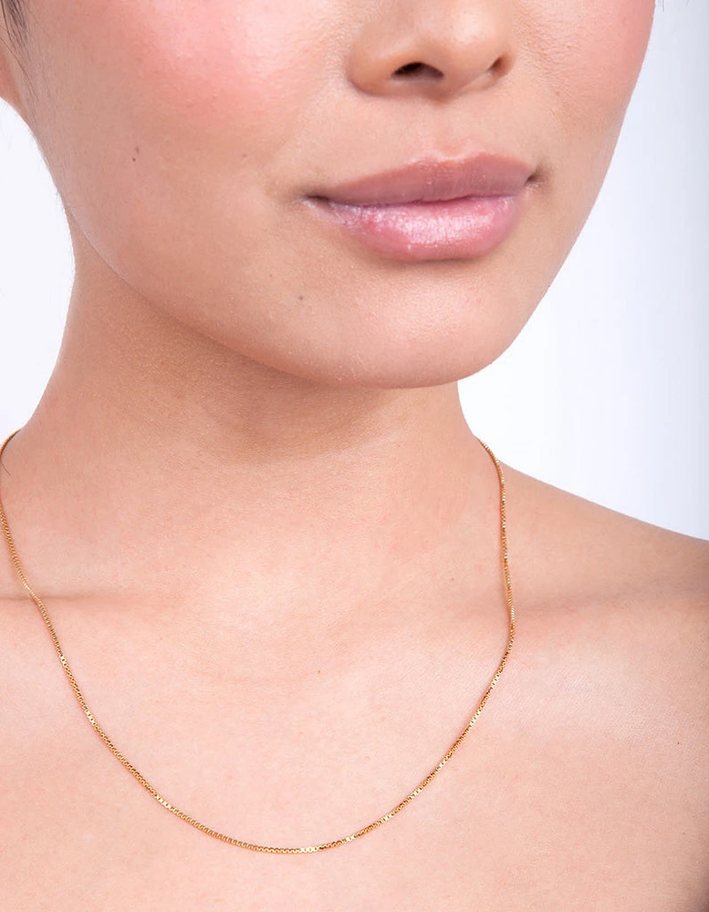 Gold Plated Sterling Silver Box Chain Necklace