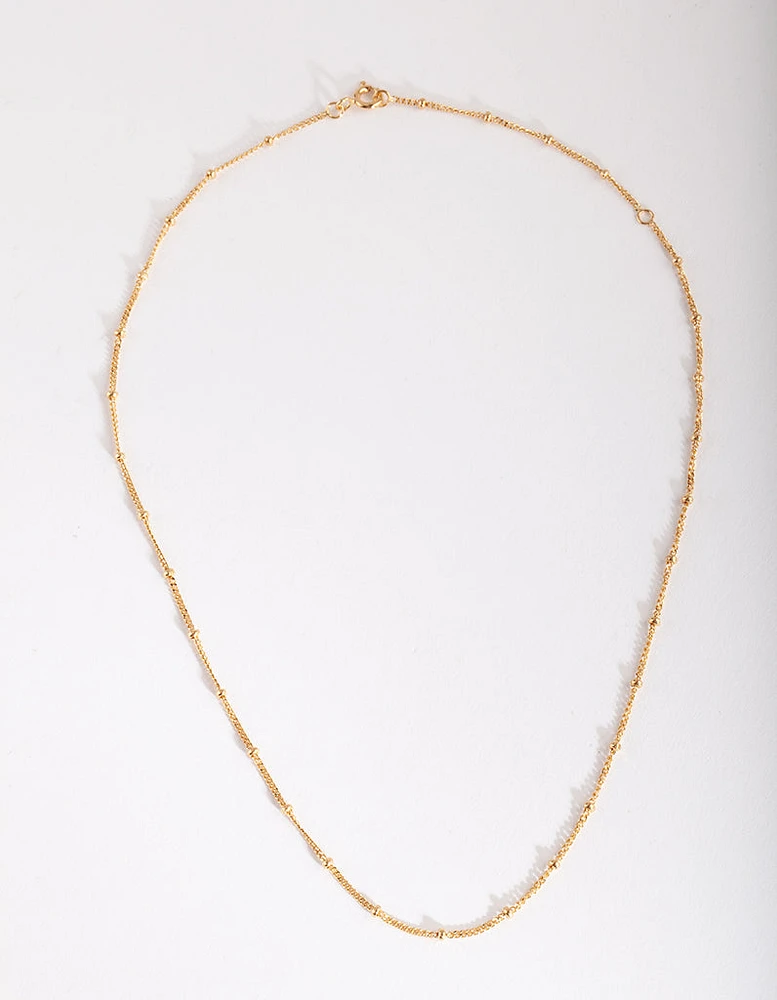 Gold Plated Sterling Silver Bead Chain Necklace