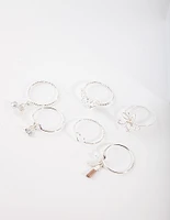 Silver Nature Motif Ring Pack