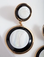 Gold Double Circle Shell Earrings