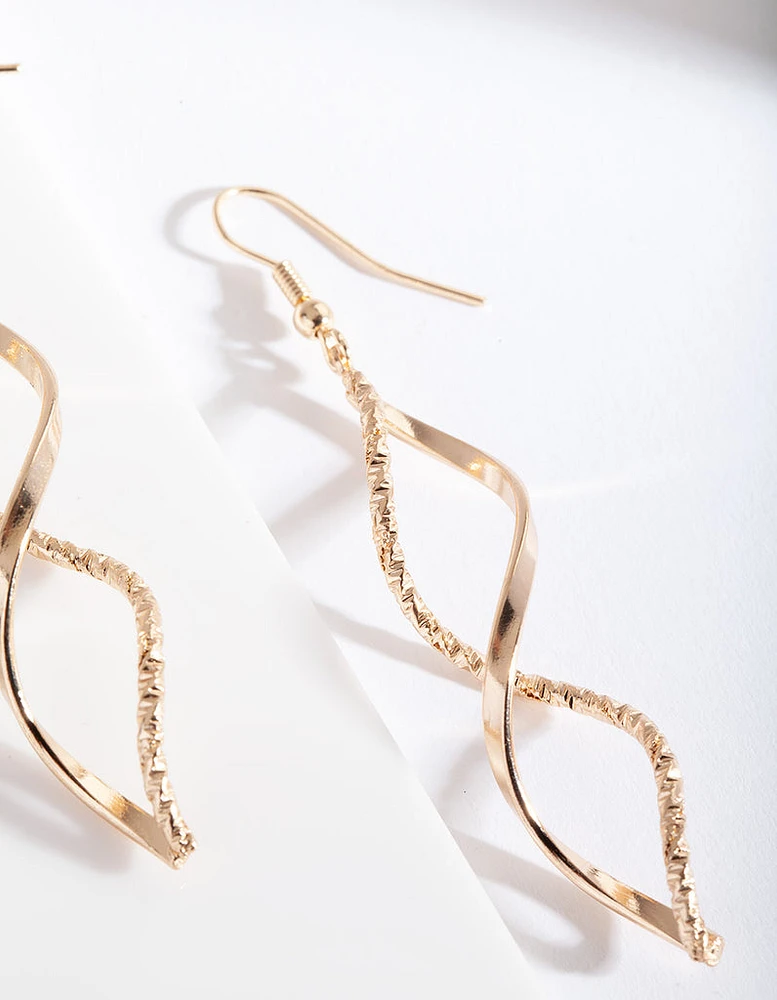 Gold Textured Twist Earrings