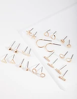 Gold Star & Geometric Shaped Stud Earring 12-Pack