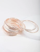 Rose Gold Diamante Glitter Bangle 20-Pack