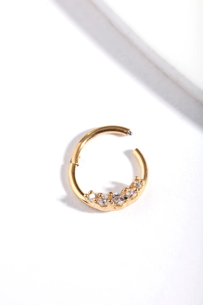 Gold Plated Surgical Steel Diamante Clicker Earring