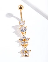 Gold Surgical Steel Statement Flower Drop Belly Bar