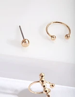 Gold Textured Ear Cuff Pack