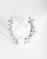 Silver Diamante Leaf Ear Cuff